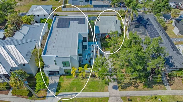 a living room with furniture plant and a large window