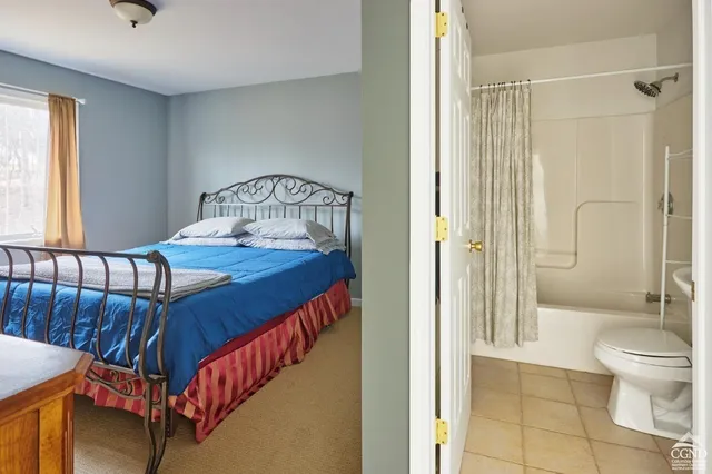 a bathroom with a granite countertop sink a toilet and shower