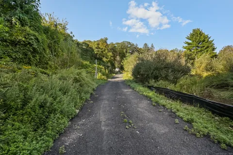 a view of a pathway both side of yard and green space