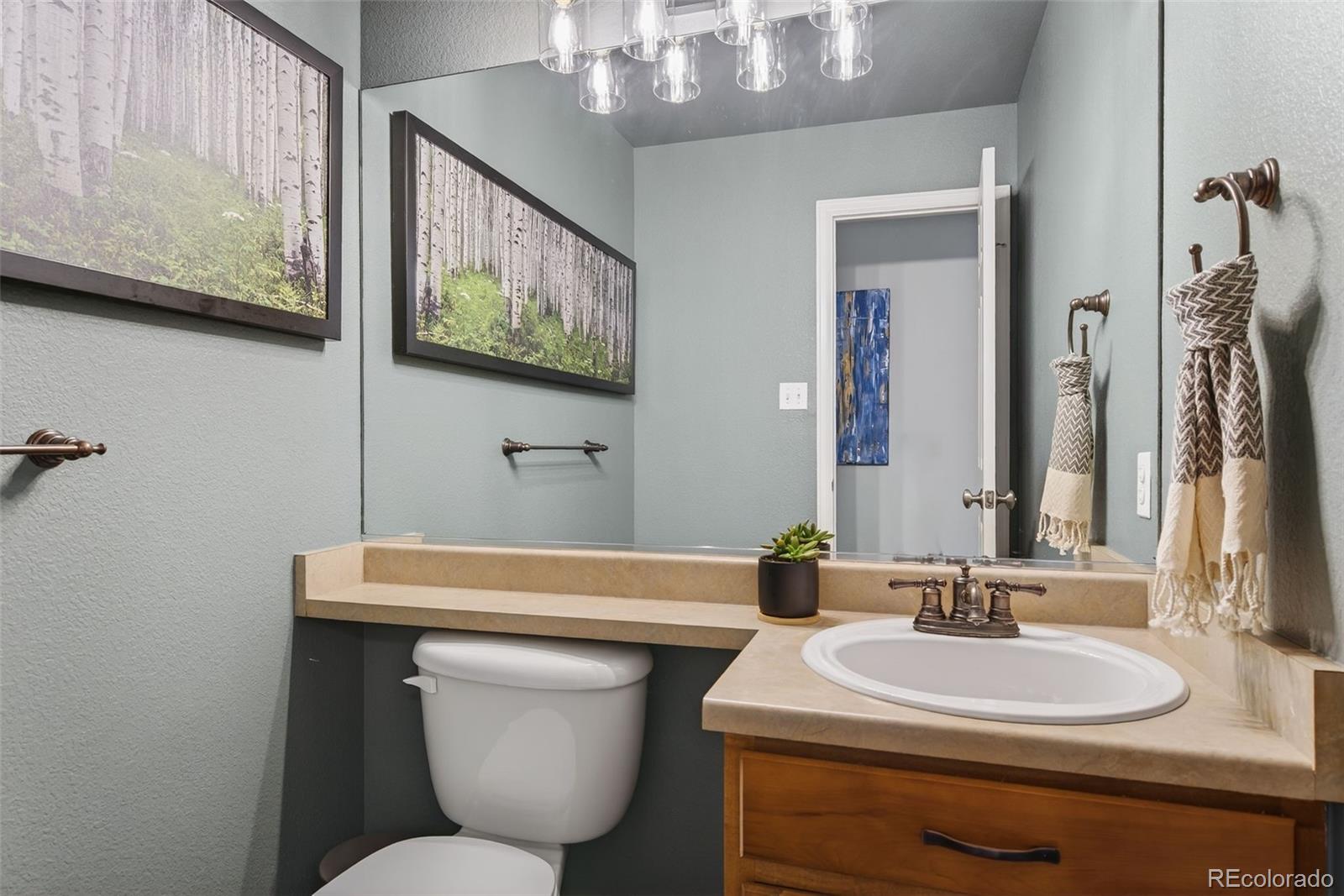 6737 Thistle Ridge Avenue Firestone, CO 80504 - Photo 20 of 39 a bathroom with a toilet a sink and mirror