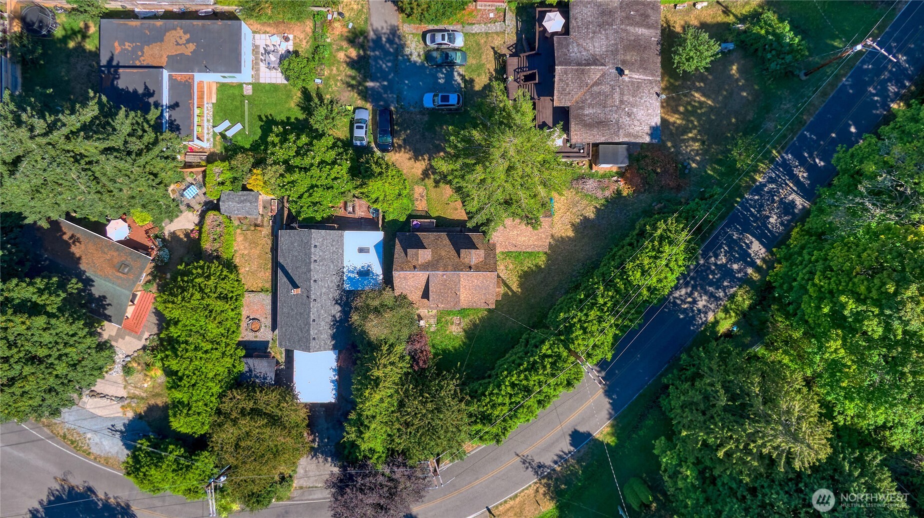 2145 Fir Street Point Roberts, WA 98281 - Photo 28 of 36 an aerial view of a house with a yard and garden