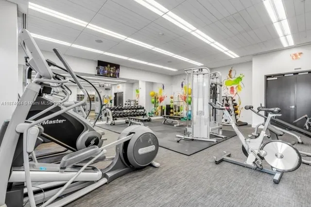 a view of a room with gym equipment