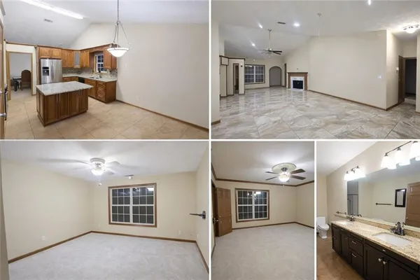 a view of a living room and kitchen