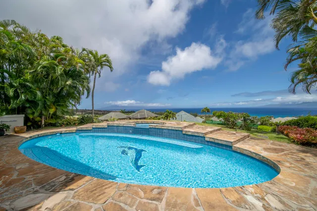 a view of swimming pool with a yard