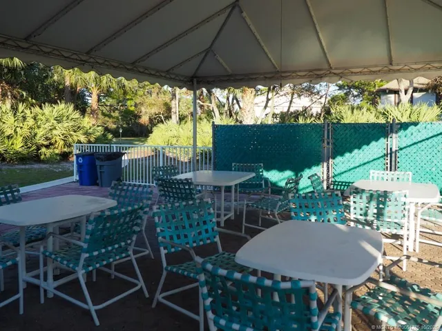 a outdoor view with a seating space