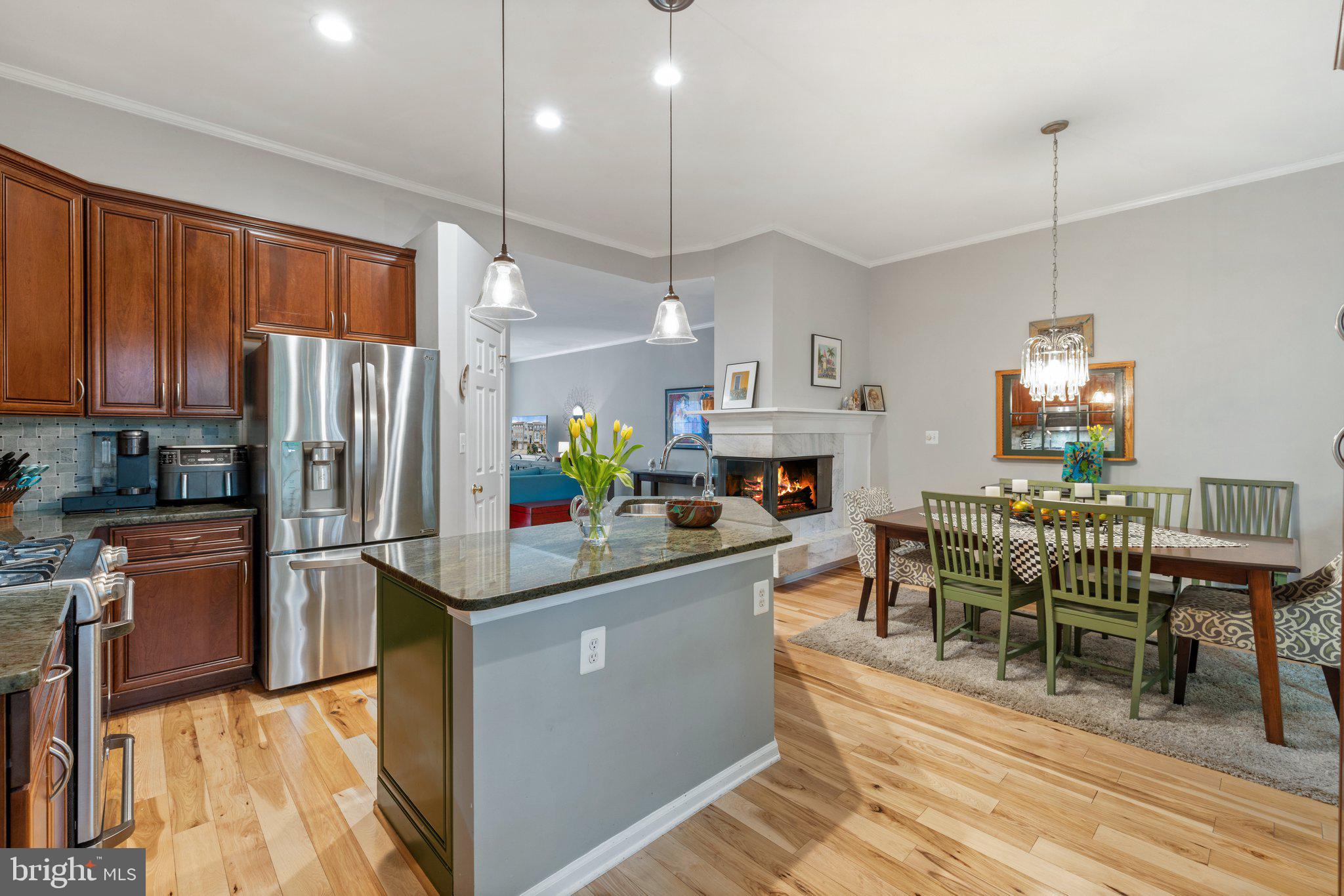 20546 Fairchild Terrace Sterling, VA 20165 - Photo 21 of 66 Open Kitchen to Dining Room with Fireplace
