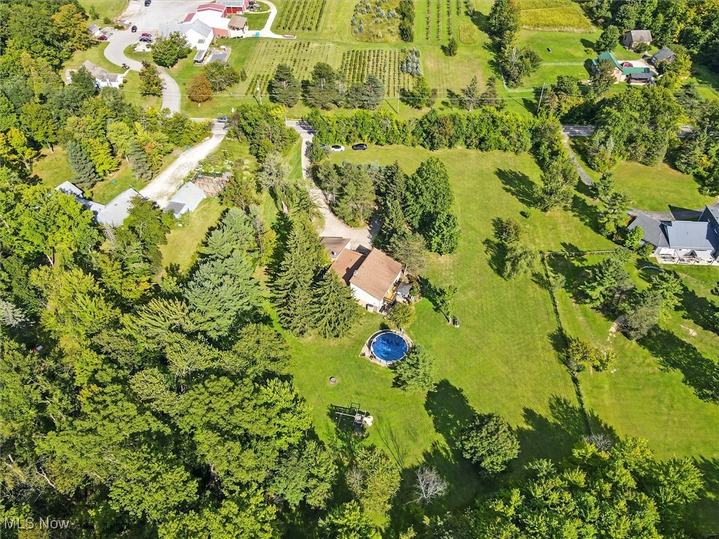 12120 Caves Road Chesterland, OH 44026 - Photo 48 of 50 Aerial view of sparsely populated area with rows of crops