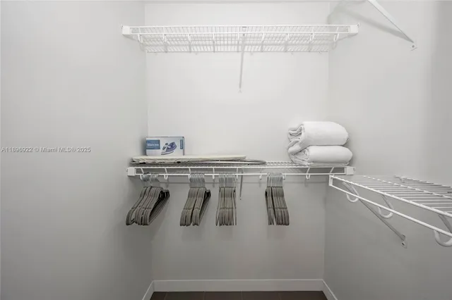 a view of a room with racks on the wall