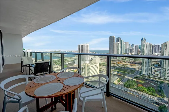a view of a chairs and table in patio
