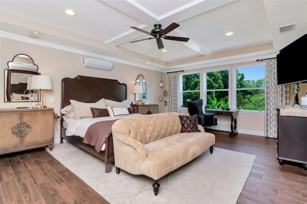 4527 Scarlet Loop Wesley Chapel, FL 33544 - Photo 28 of 57 a spacious bedroom with a bed a flat screen tv and a couch