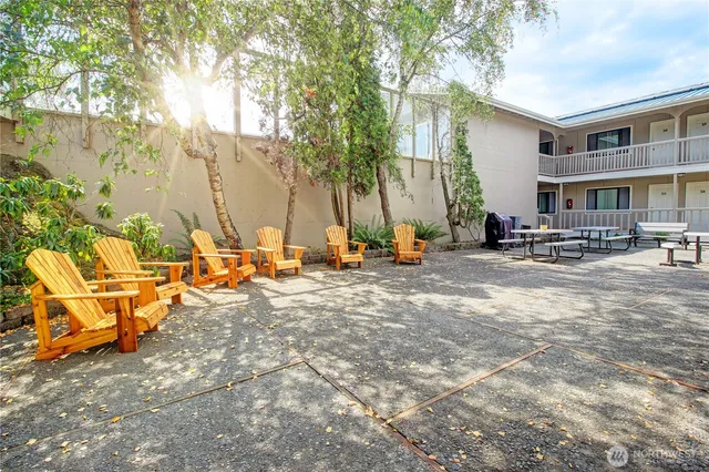 a view of outdoor space with seating area