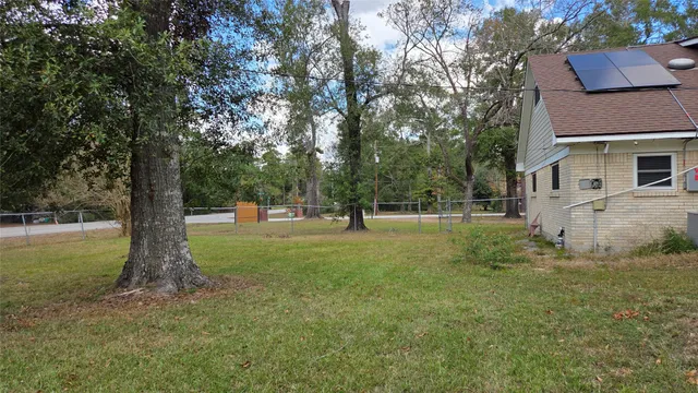 a view of a tree in the middle of a yard
