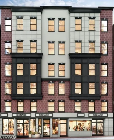 a front view of a brick building