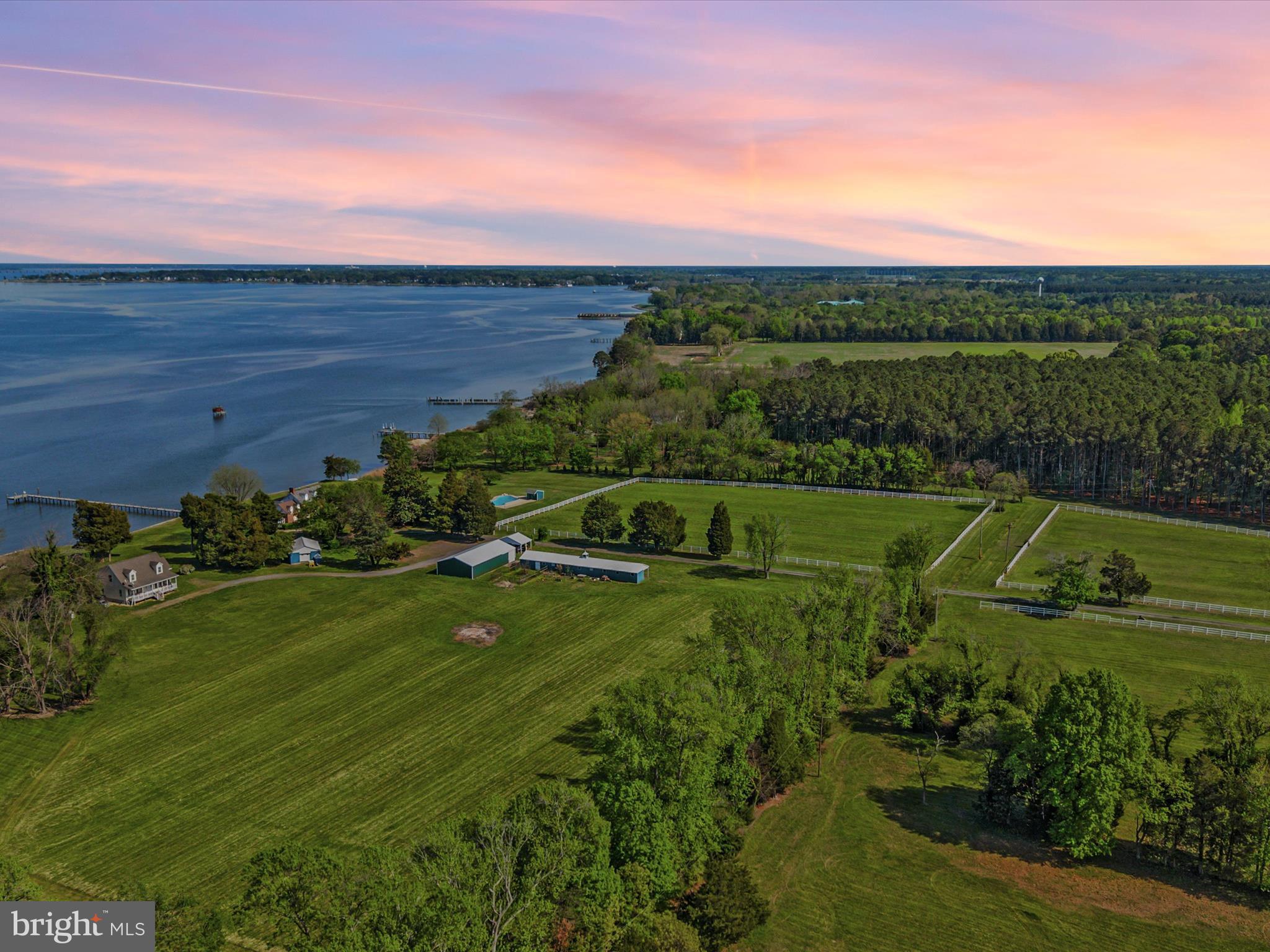 5917 Horns Point Road Cambridge, MD 21613 - Photo 102 of 107 Twilight-Waterfront Property/Aerial