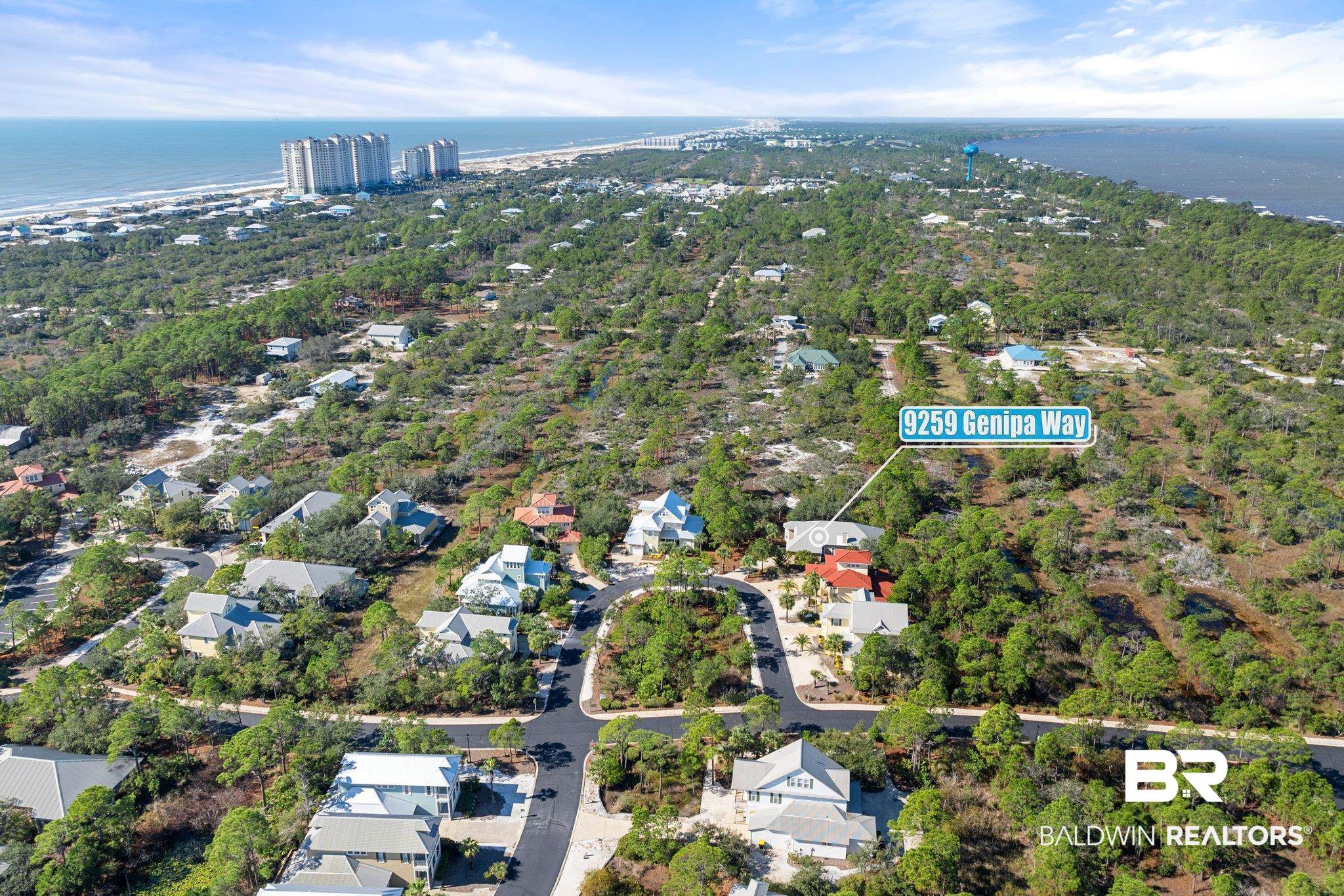 9259 Genipa Way Gulf Shores, AL 36542 - Photo 68 of 72 Birds eye view of property featuring a water view