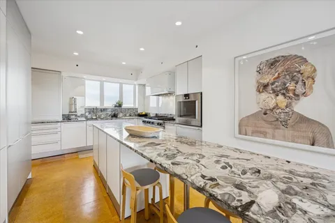 a hallway with a large window