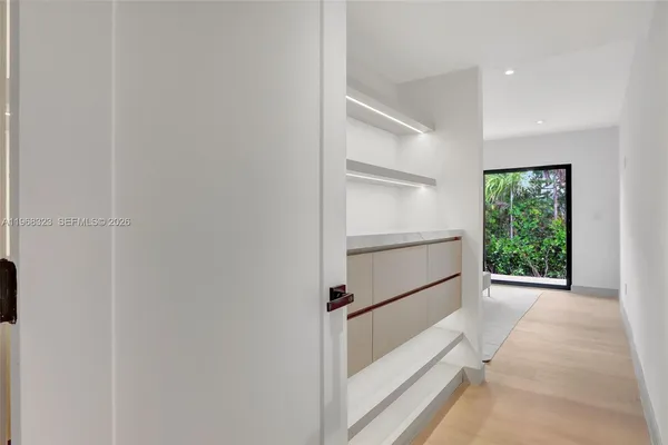 a view of an empty walk in closet