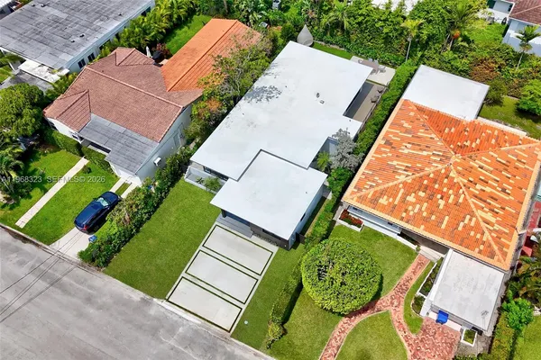an aerial view of a house