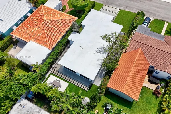 an aerial view of a house