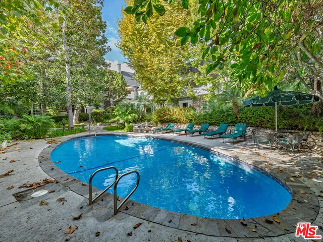 a view of a swimming pool with a backyard