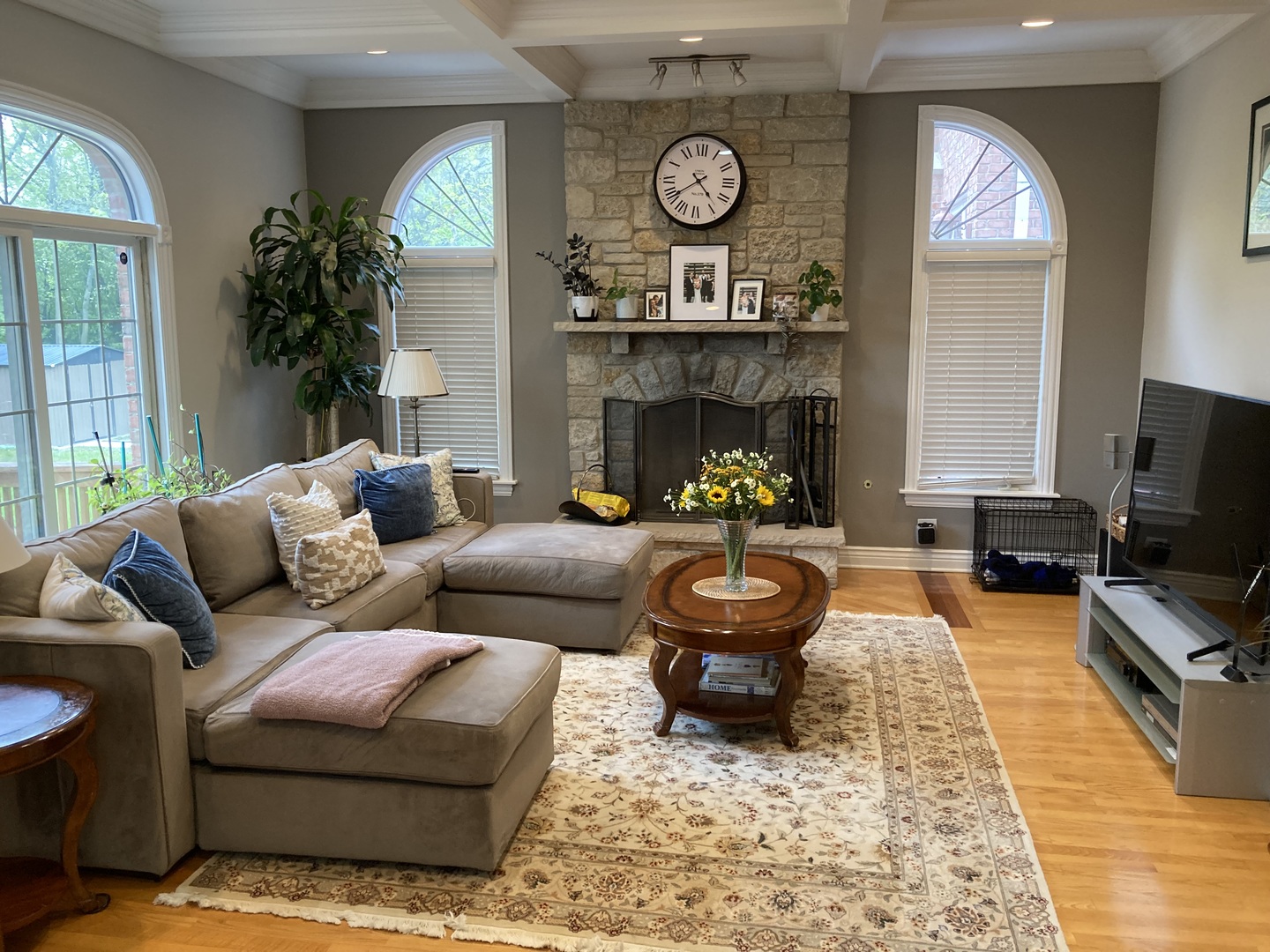 8619 West Sunset Road Niles, IL 60714 - Photo 8 of 37 a living room with furniture and a fireplace
