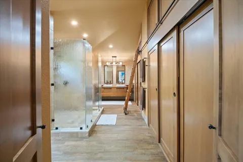 a view of a hallway with entryway