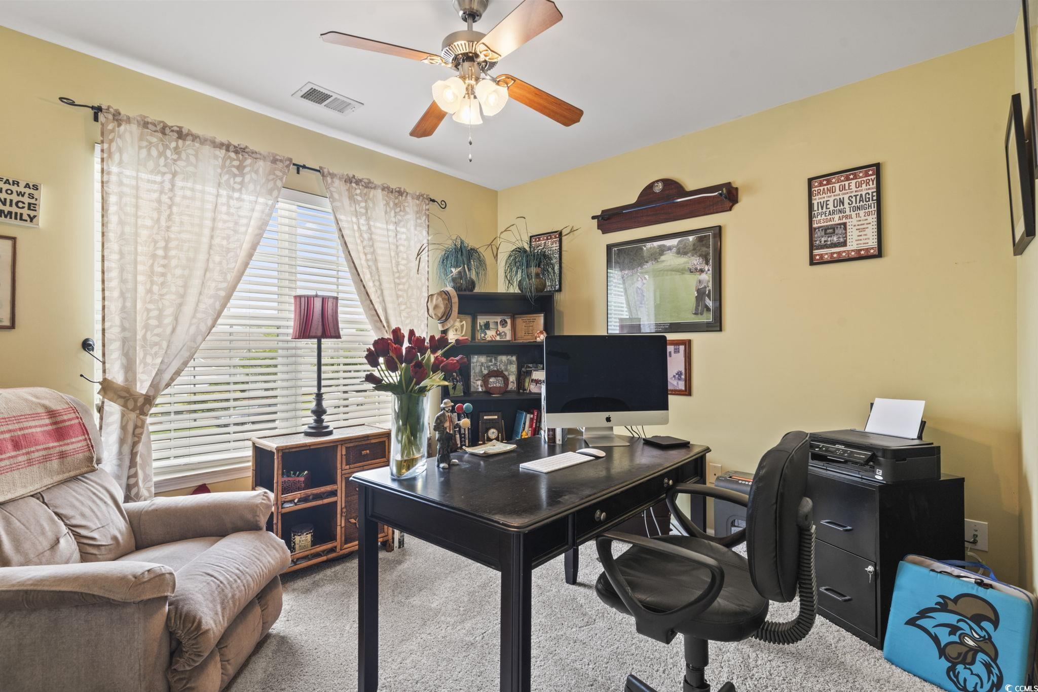 216 Whitchurch Street Murrells Inlet, SC 29576 - Photo 34 of 40 Home office featuring ceiling fan, visible vents,