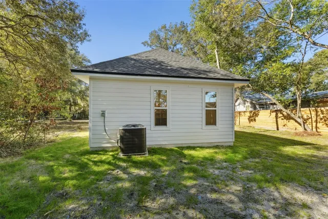 a view of backyard with green space