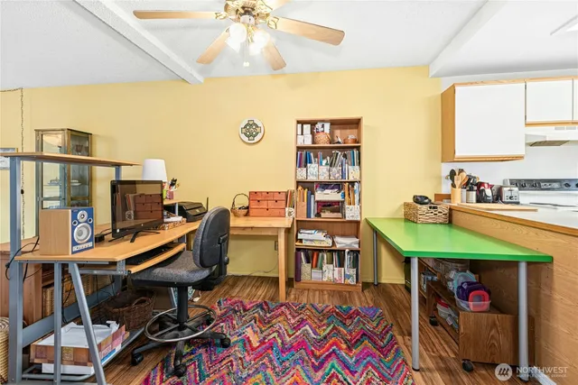 a room with furniture and a chandelier