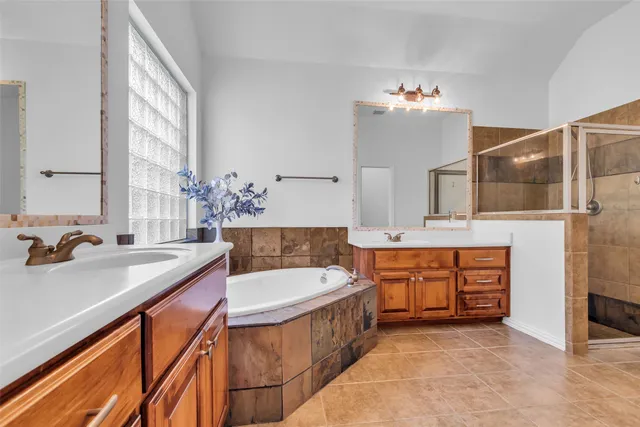 a bathroom with a sink double vanity