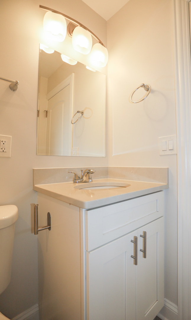 8651 West Foster Avenue, Unit 3A Chicago, IL 60656 - Photo 7 of 17 a bathroom with a sink and a mirror