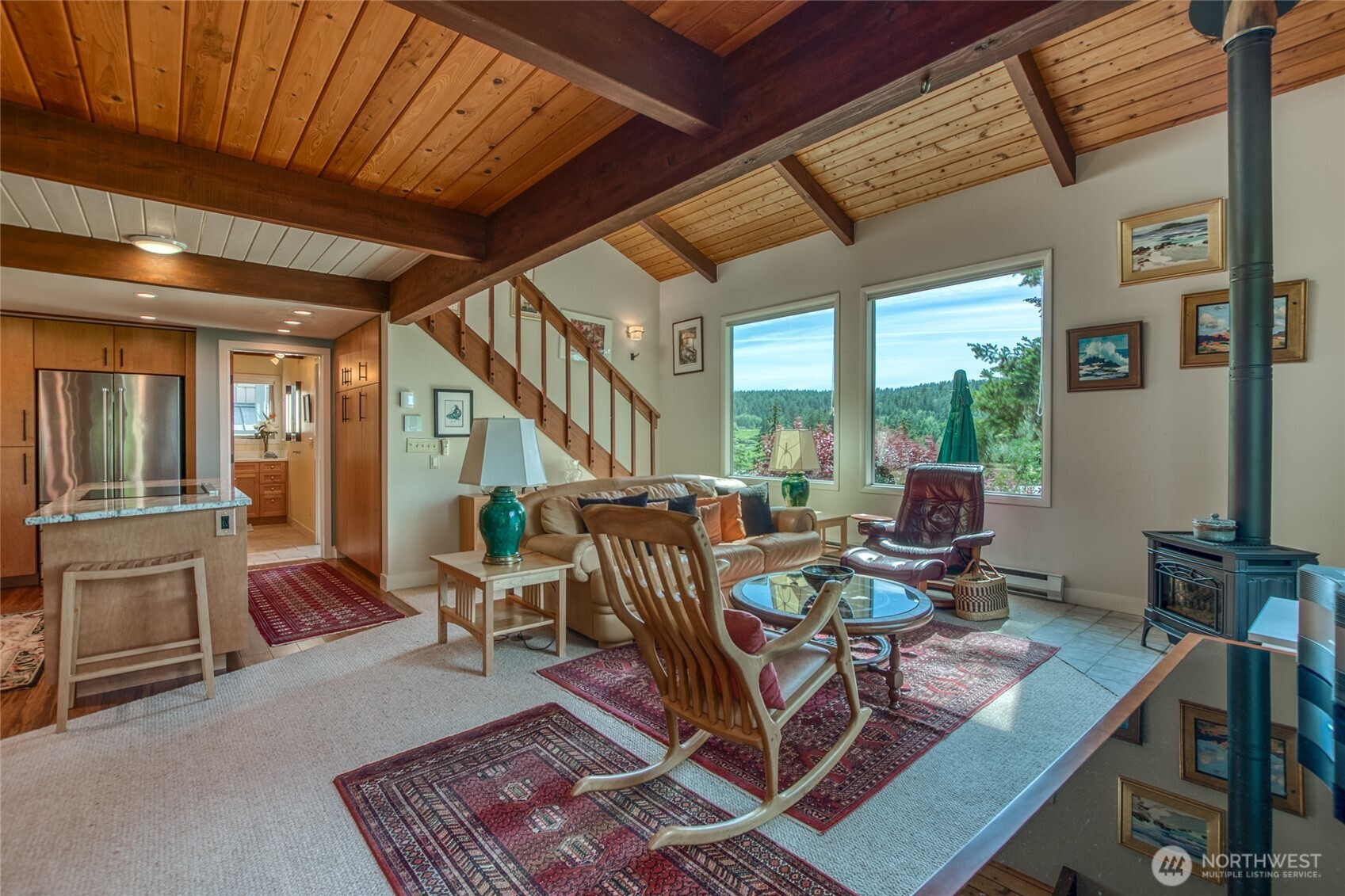 402 Cayou Valley Road Orcas Island, WA 98245 - Photo 19 of 40 a view of a dining room with furniture window and outside view