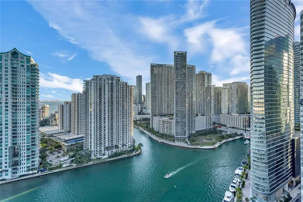 a view of a city with tall buildings