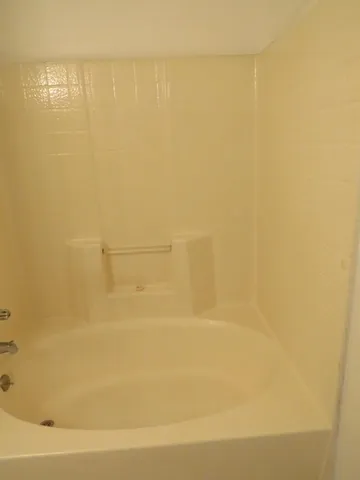 a bathroom with a bathtub