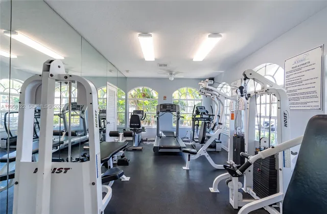 a view of a room with gym equipment