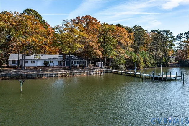 a view of a lake with houses