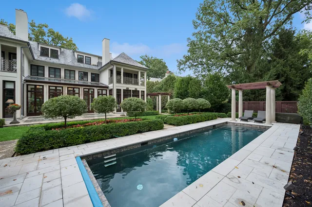 a view of a lake with a yard