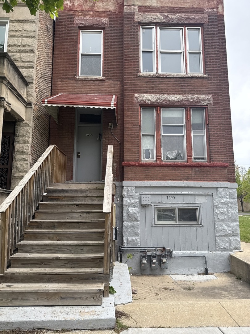 a view of a building with a window