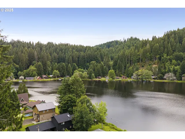 a view of a lake with a mountain in the back