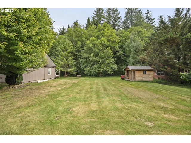 a view of a yard with an outdoor space