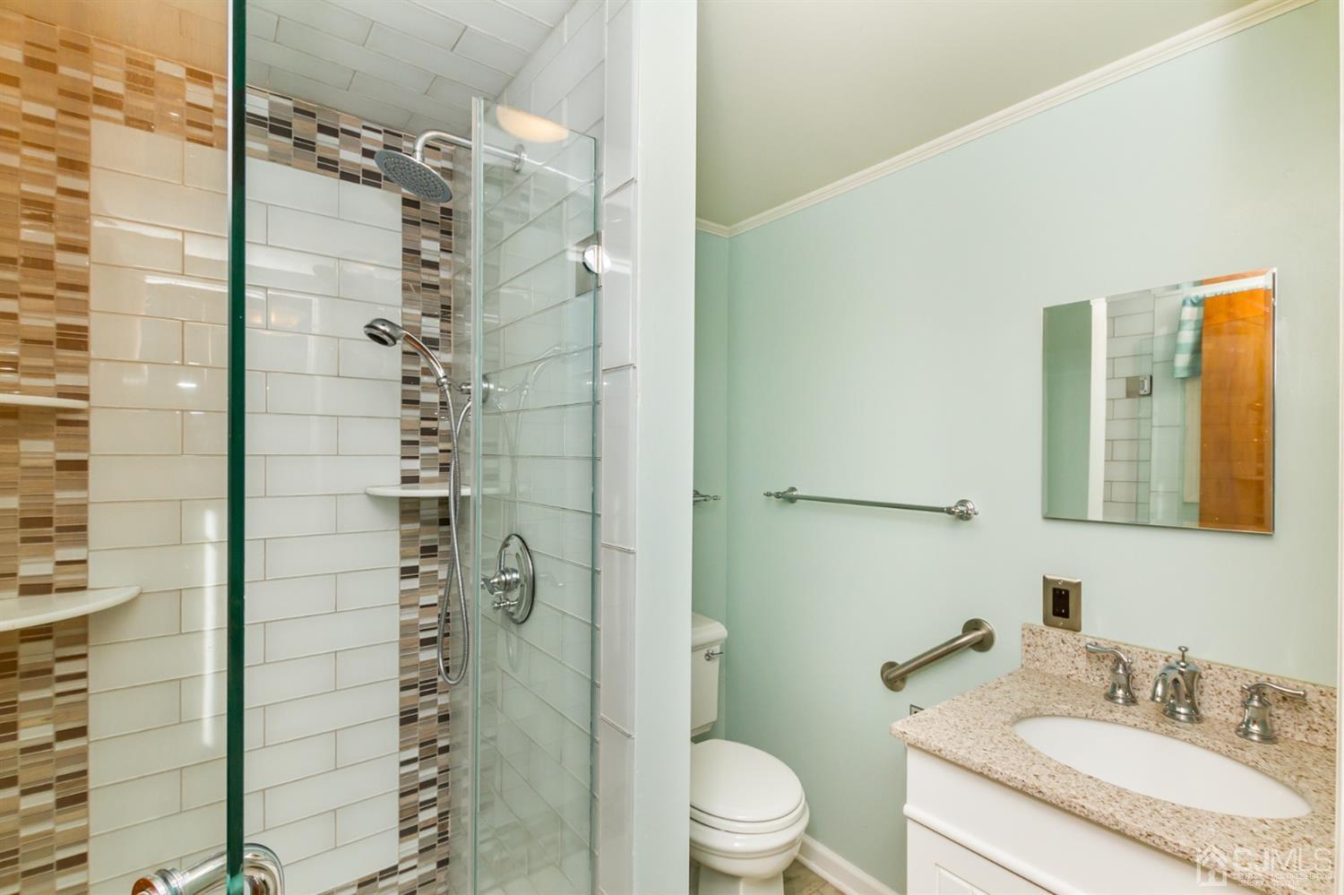 19 Kings Road Netcong, NJ 07857 - Photo 15 of 24 a bathroom with a granite countertop sink a toilet and shower