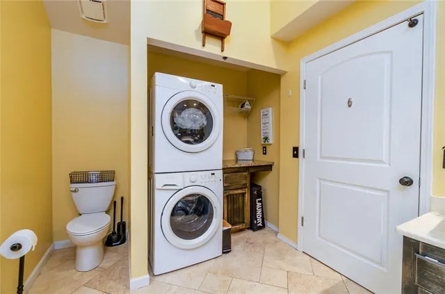 a view of a bathroom with washing machine