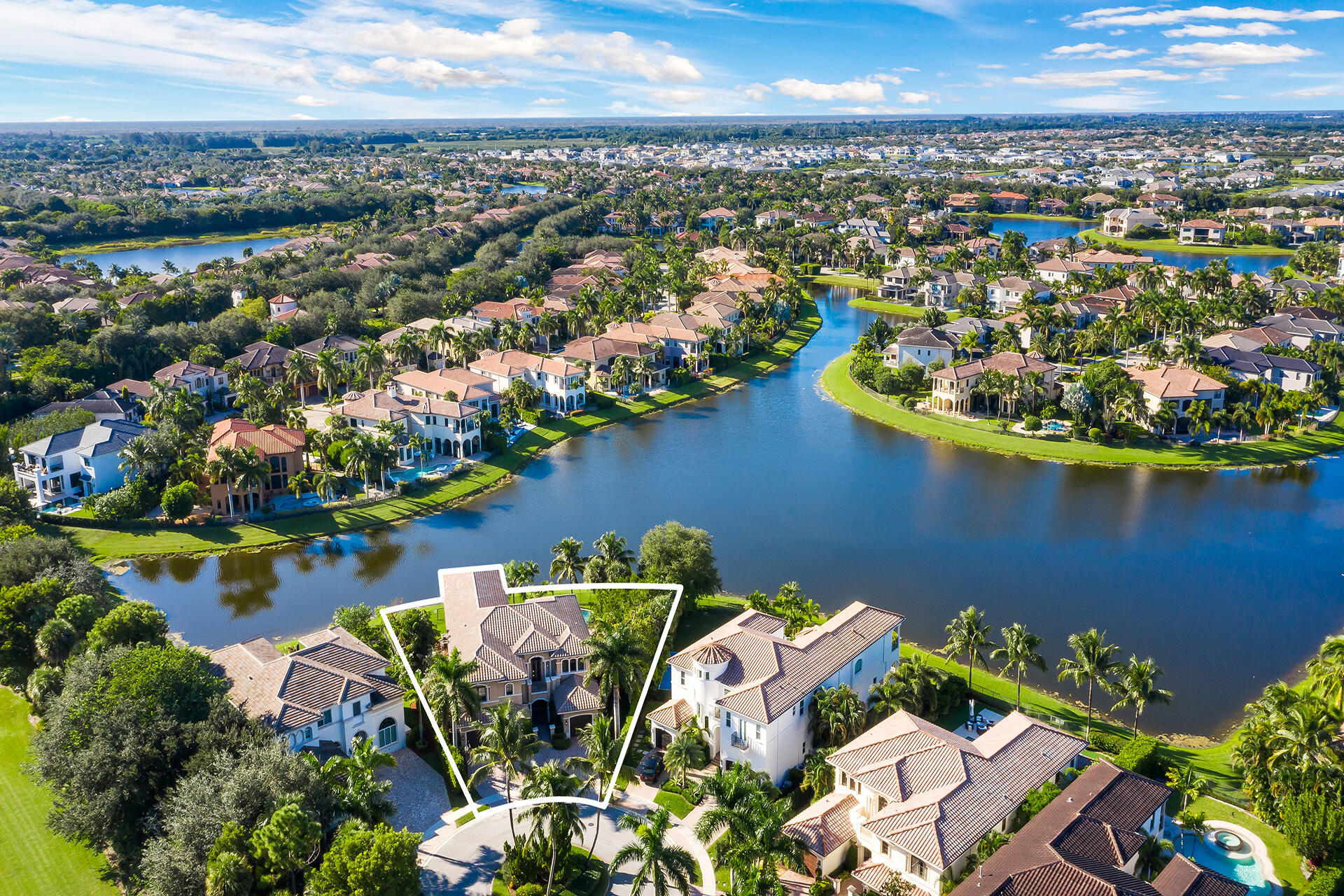 17895 Cadena Drive Boca Raton, FL 33496 - Photo 55 of 68 an aerial view of a house with a lake view