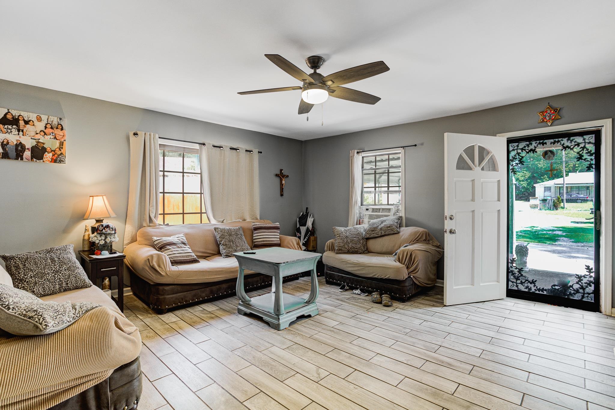 3663 Rhea Avenue Memphis, TN 38122 - Photo 3 of 15 Living area with a ceiling fan and light wood-style floors
