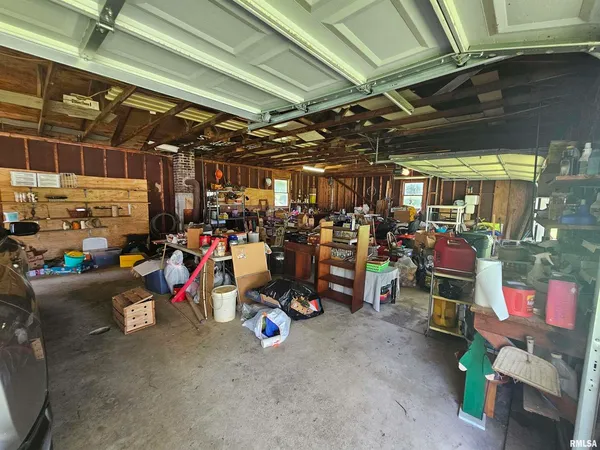 a view of a storage room with racks