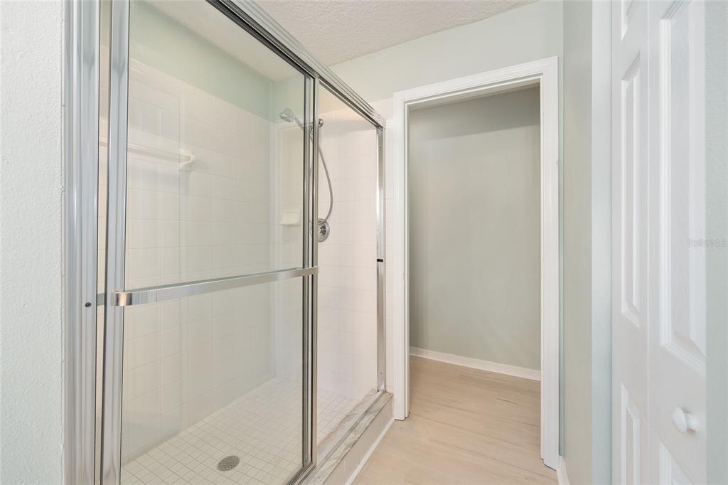 17549 Southeast 115th Terrace Road Summerfield, FL 34491 - Photo 29 of 56 a bathroom with a glass shower door