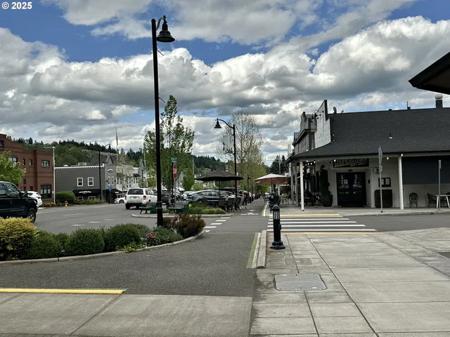 a park with lots of trees and cars parked