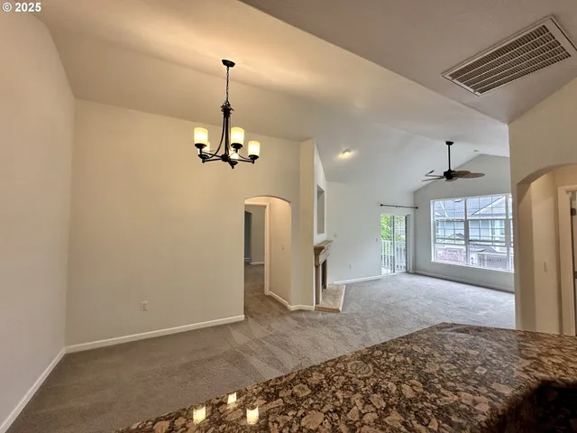 a view of a livingroom with a chandelier