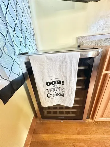 a view of balcony with wooden floor