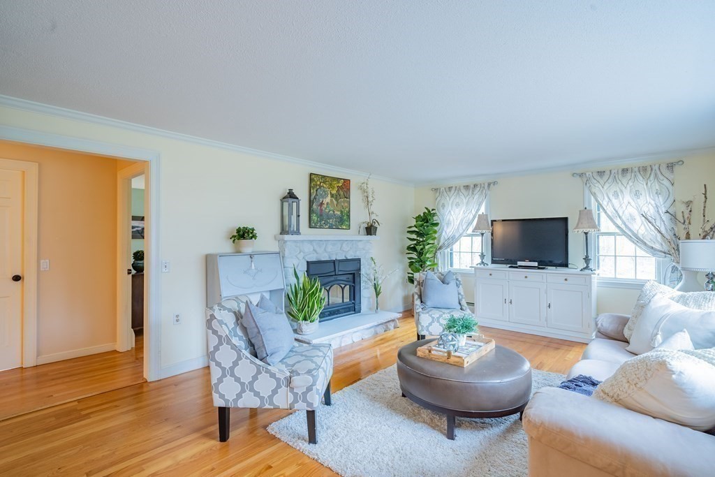 51 Robinson Road Lexington, MA 02420 - Photo 2 of 42 a living room with furniture a flat screen tv and a fireplace